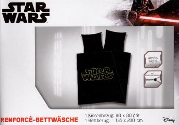 Bettwäsche Star Wars Galaxie mit Logo - 135 x 200 cm - 100% Baumwolle - schwarz